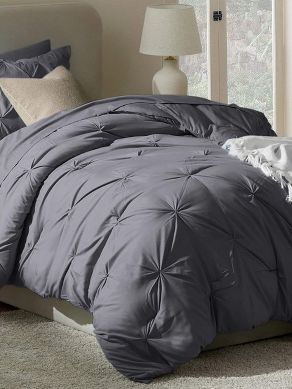 Threshold Gray Pintuck Comforter - Charcoal Gray Bedding
